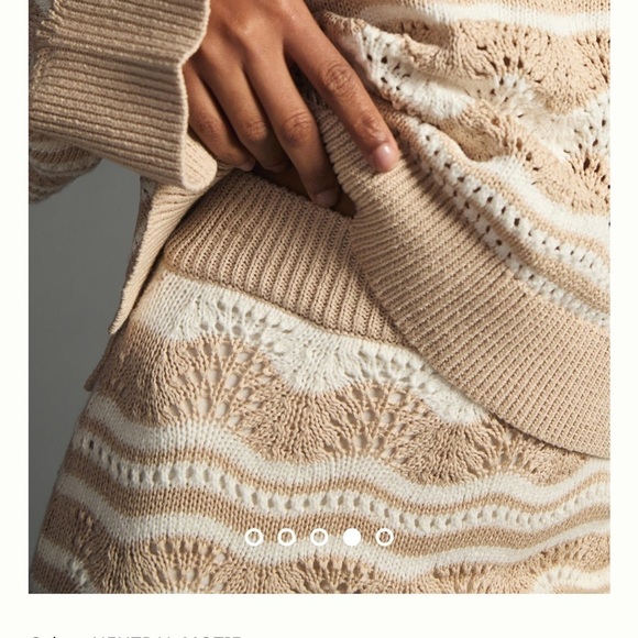 Anthropologie Pointelle Knit Midi Skirt Cream Beige Small - Picture 9 of 9